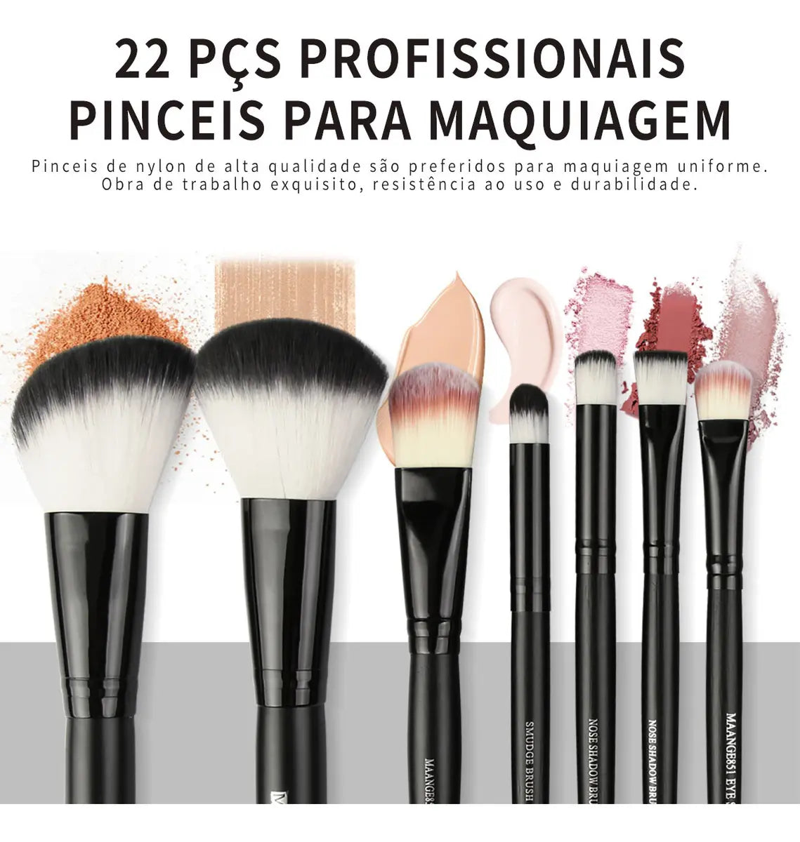 Kit de Pincéis Profissionais - 22 Peças Pretas