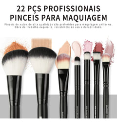 Kit de Pincéis Profissionais - 22 Peças Pretas