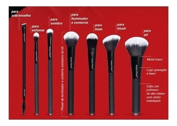 Kit 7 Pincéis Profissionais Noir ED009 - Macrilan