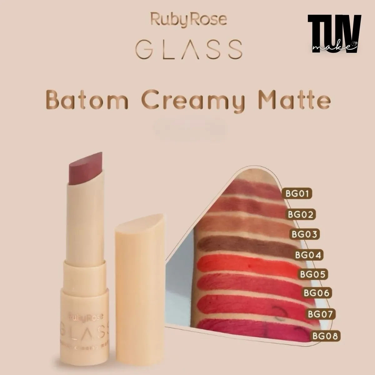 Batom Creamy Matte Glass - HBF567 GL07 | Ruby Rose