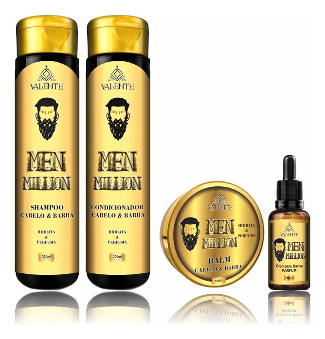 Kit Men Valente | Shampo, Condicionador, Balm, Óleo p/ Barba