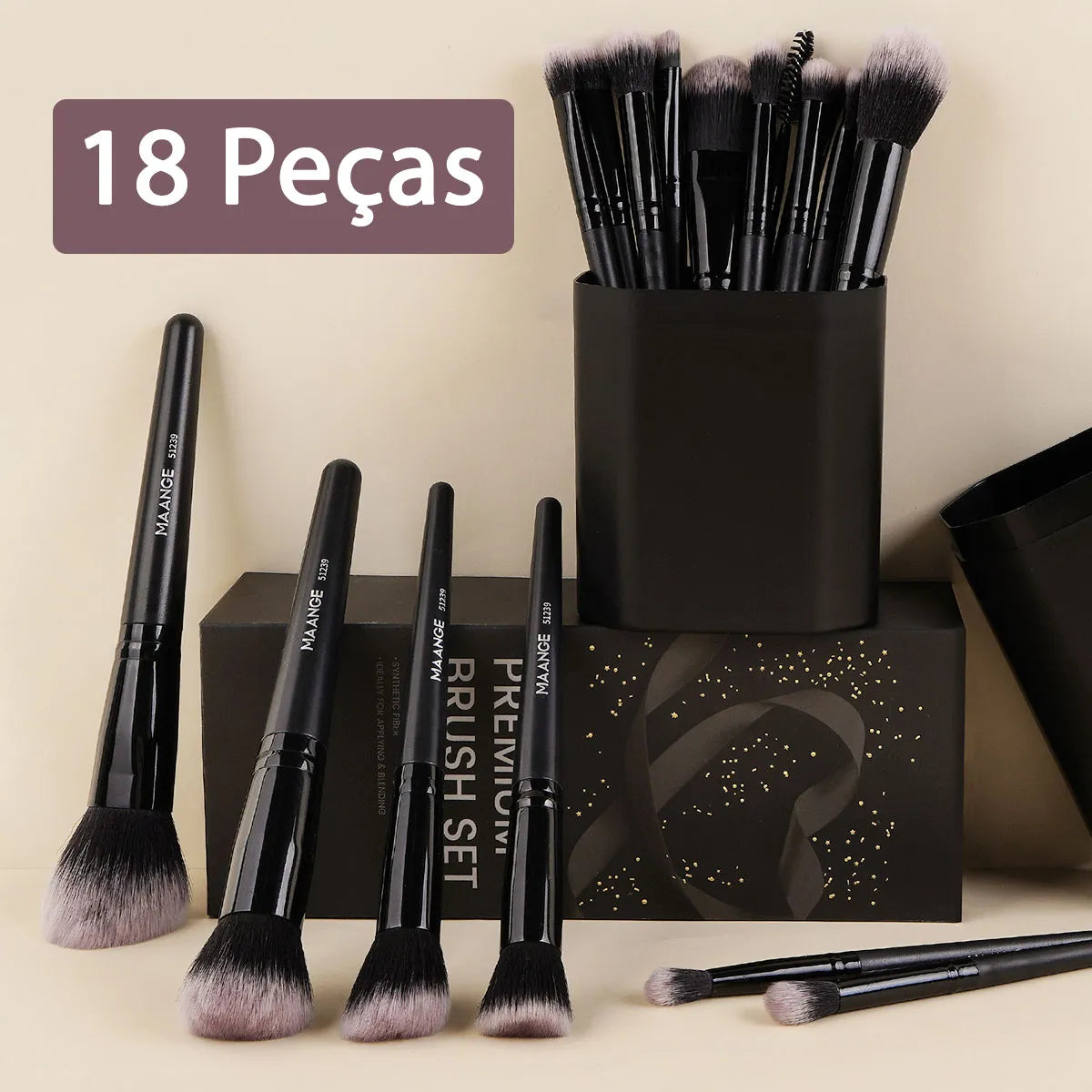 Kit Completo com 18 Pincéis Profissionais