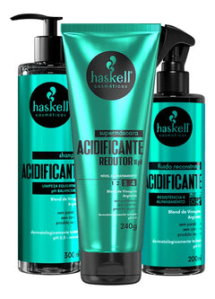 Kit Haskell Acidificante Shampoo 300ml + Máscara 240g + Fluido 200ml - Haskell