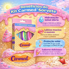 Kit 3 Hidratantes Labiais - Sorvete | Carmed