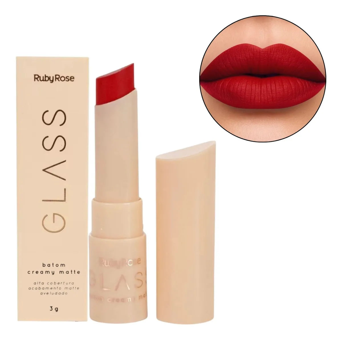 Batom Creamy Matte Glass - HBF567 GL07 | Ruby Rose