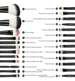 Kit de Pincéis Profissionais - 22 Peças Pretas